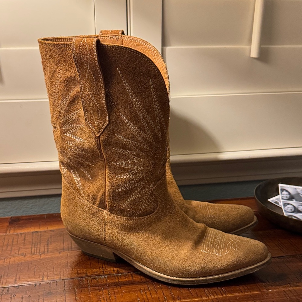 Golden goose -Tan Suede Western Cowboy Boots